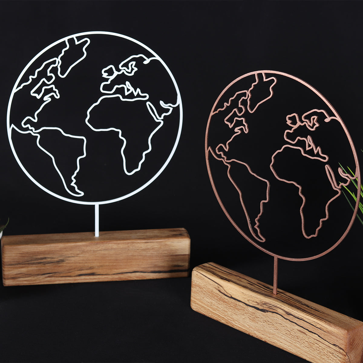 Bystag metal ahşap dekoratif masa süs dekoru-raf dekoru-hediyelik aksesuar-biblo-raf için süs-dünya- Bystag metal wood decorative desk ornament-ornamental decor- wood metal decor-world map-world